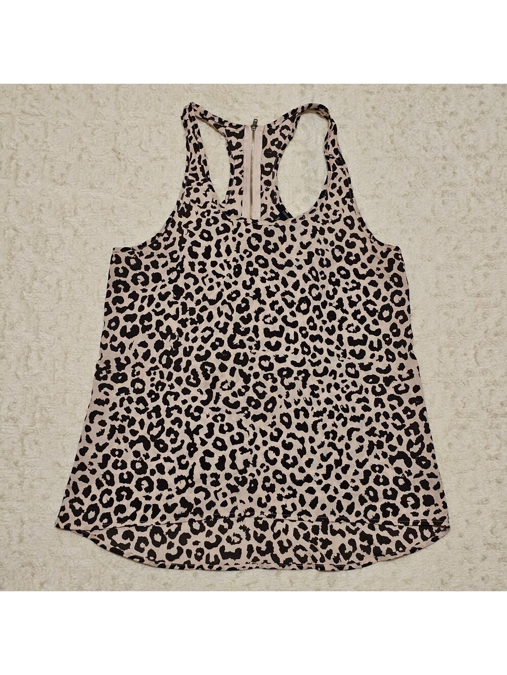 Forever21 Leopard Print Zipper Racerback Tank Top M